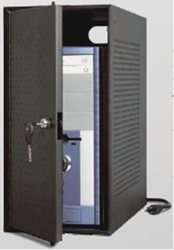 Lockable computer cabinet opening